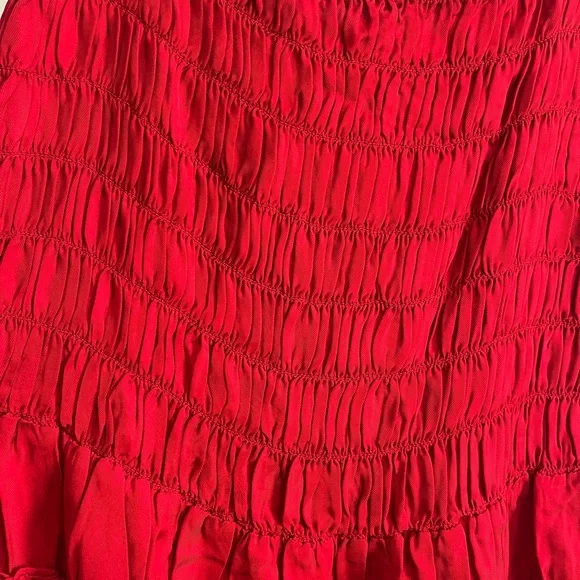 J Crew Red Ruched Maxi Midi Dress Sz Small Spring Wedding Vacation Cruise Beach - Picture 6 of 14